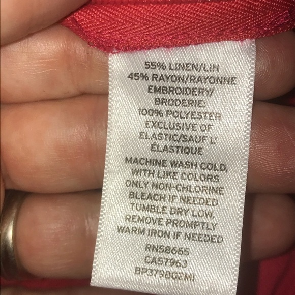 BP Red Embroidered High-Waisted Linen Shorts – NWT, Size Medium - Picture 8 of 9